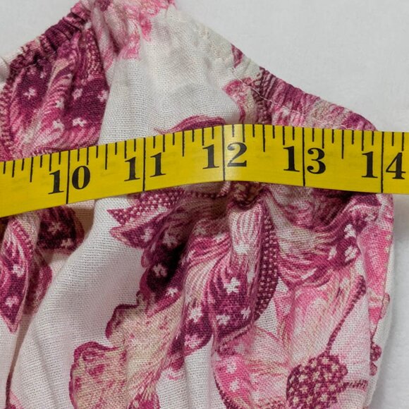 Old Navy Midi Dress Womens Sm Pink Linen Smocked Milkmaid Coquette Cottagecore - Picture 5 of 9